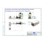 Automatische zak met vlakke bodem en bovenste stickerzak die de vullende, verzegelende verpakkingsverpakkingslijn vormt, wordt door onze klant besteld